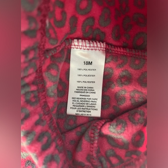 Pink & Grey Cheetah Straight Cut pants, Baby Girl 18months, baby warm pants - Picture 4 of 4